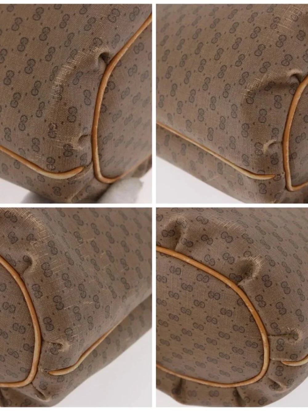 GUCCI Micro GG Shoulder Bag PVC Beige Auth 190555